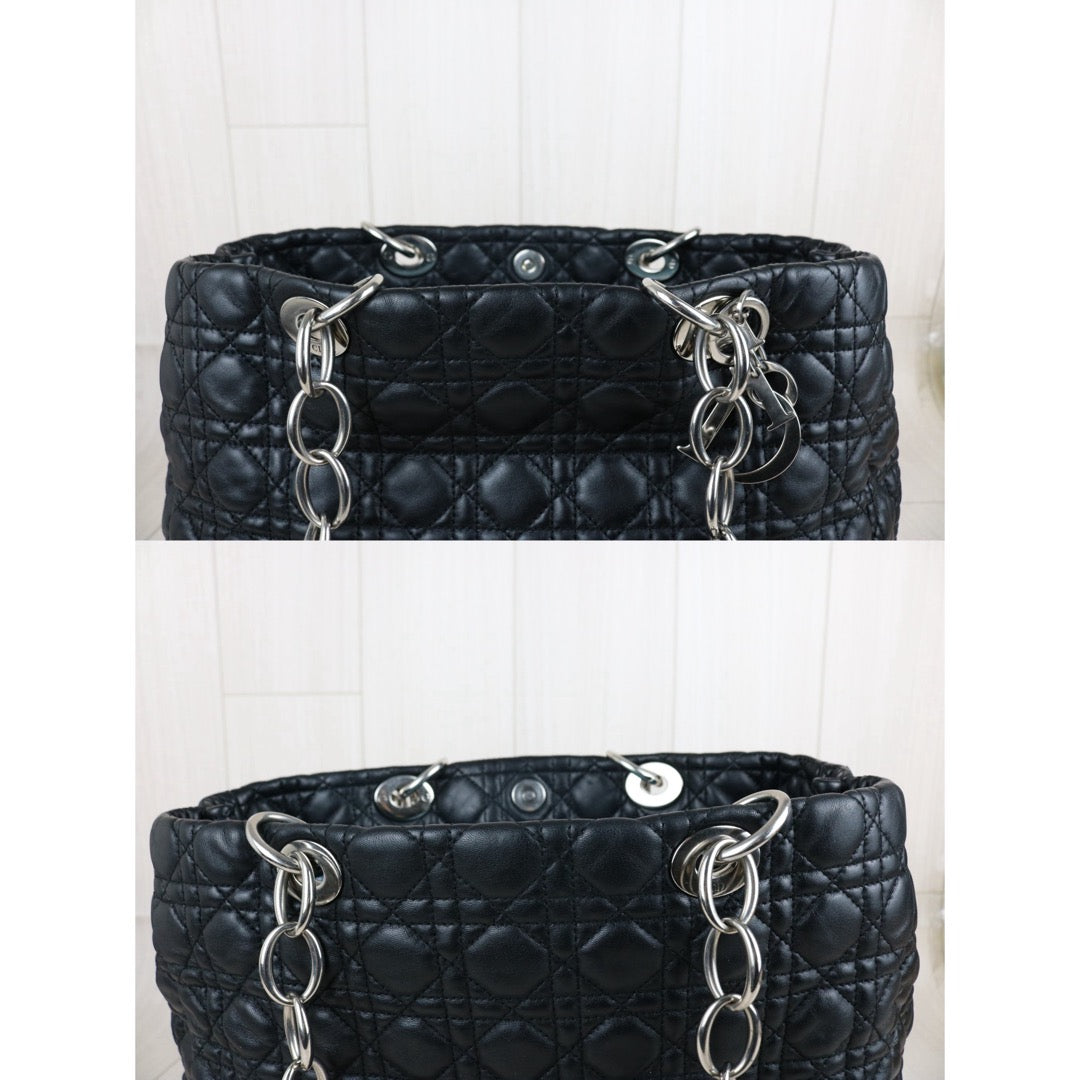 Include Entrupy Certificate of Authenticity｜Good ( Rank AB)｜  Dior Lamb Skin Large Lady Dior Tote Bag Black ｜S26053001
