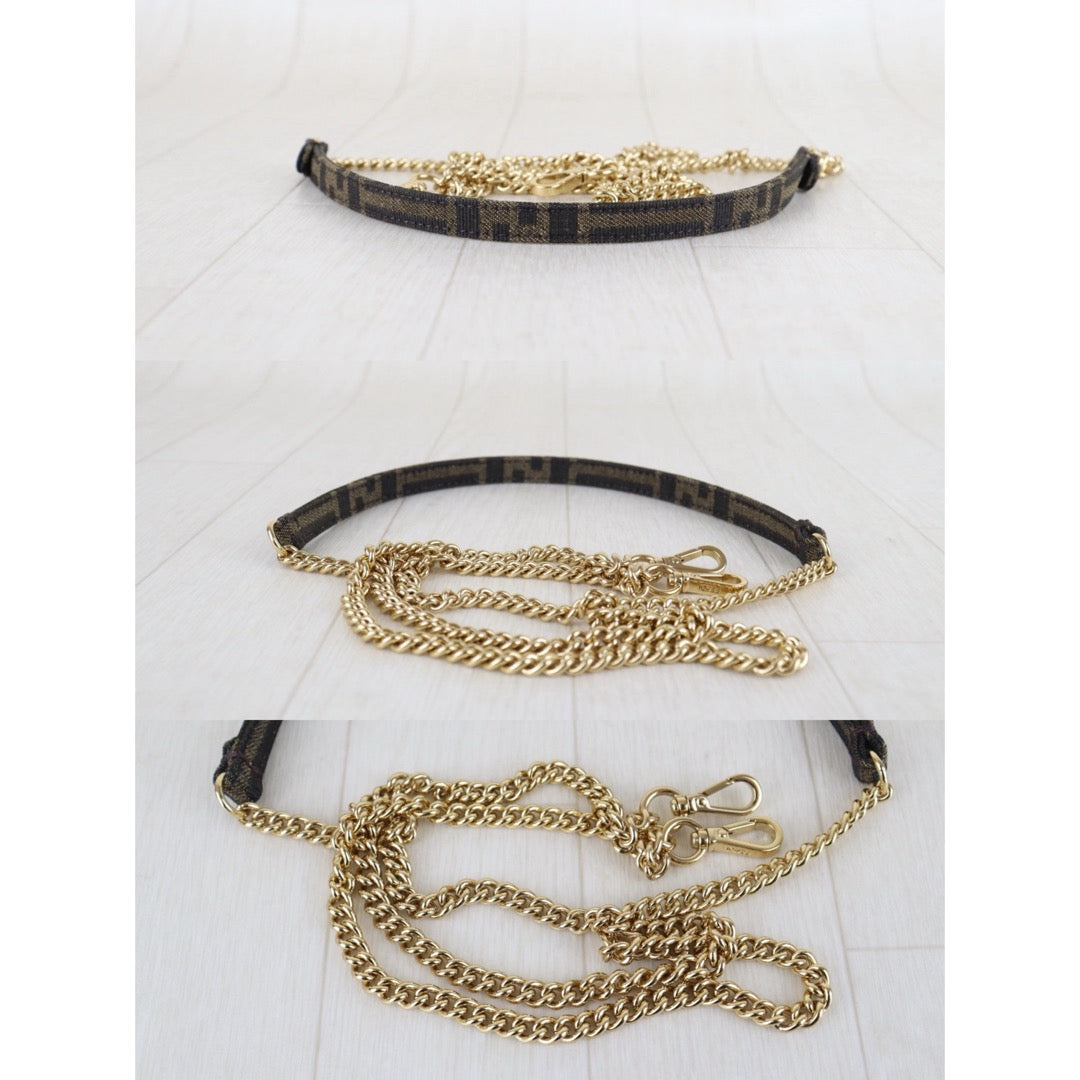 Excellent（Rank SA）｜FENDI Zucca Mamma Baguette Chain Shoulder Bag  Gold Hardware Current Model PM｜S26022617