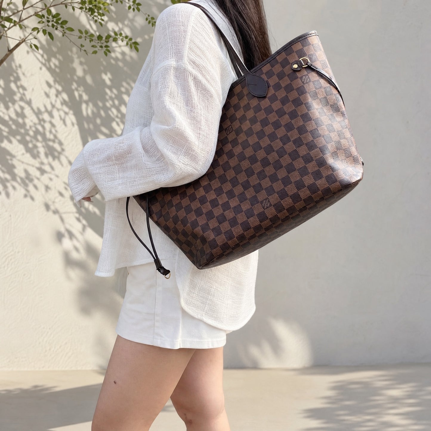 Include Entrupy Certificate of Authenticity｜Very Good ( Rank A)｜ Louis Vuitton Damier Ebene Neverful MM ShoulderBag With Pouch  IC Chips Model｜S26070901