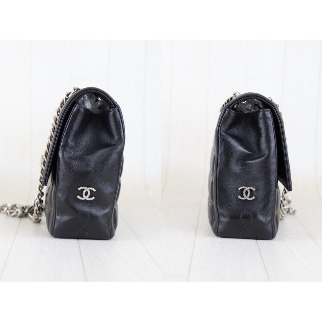 Good ( Rank AB)｜ CHANEL Lamb Skin 2.55 Matelasse Chocobar Black Shoulder Bag Made in 2000-2002Year｜Y25011004