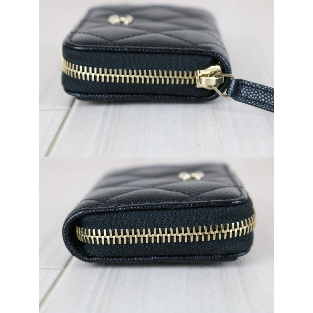 Very Good ( Rank A) ｜CHANEL Caviar Skin Calf Leather Coin Purse Black Made In 2018~2019 Year｜S25063003