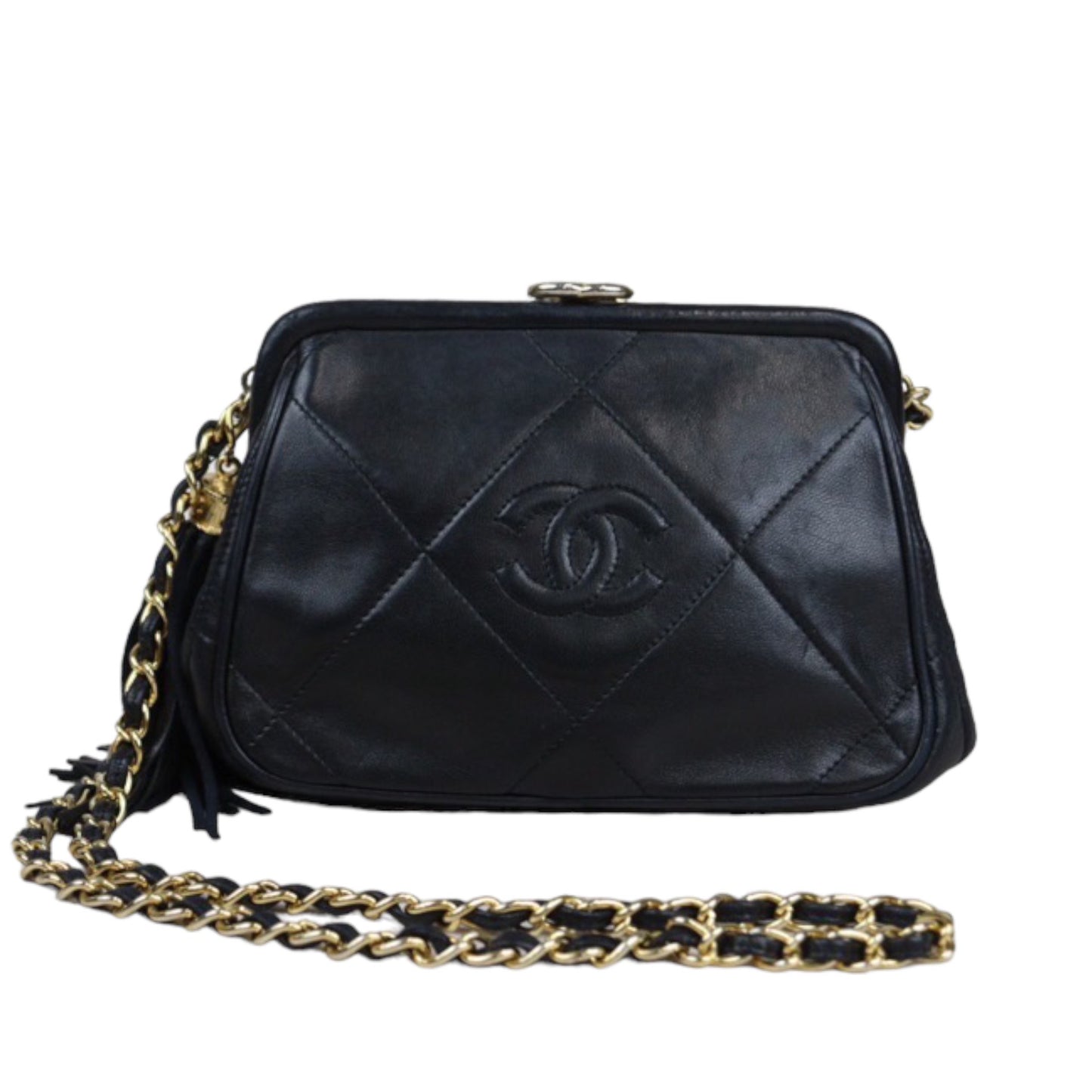 Rank AB ｜ CHANEL Matrasse Lambskin  Shoulder Bag Black Made In 1986-1988 Year ｜V23092238