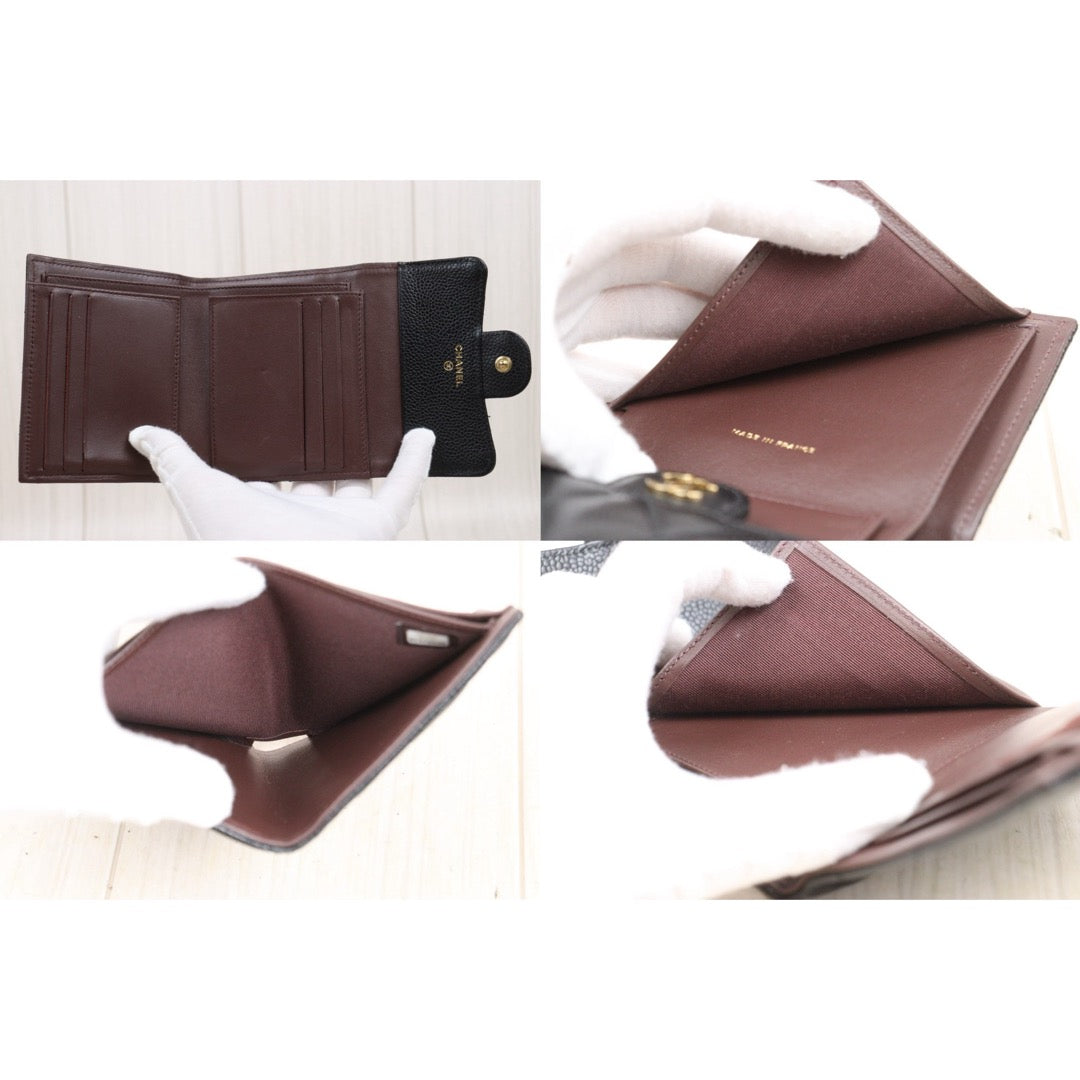 Very Good ( Rank A)｜Chanel Caviar Skin Black Wallet Made In 2021-2022Year ｜25090110