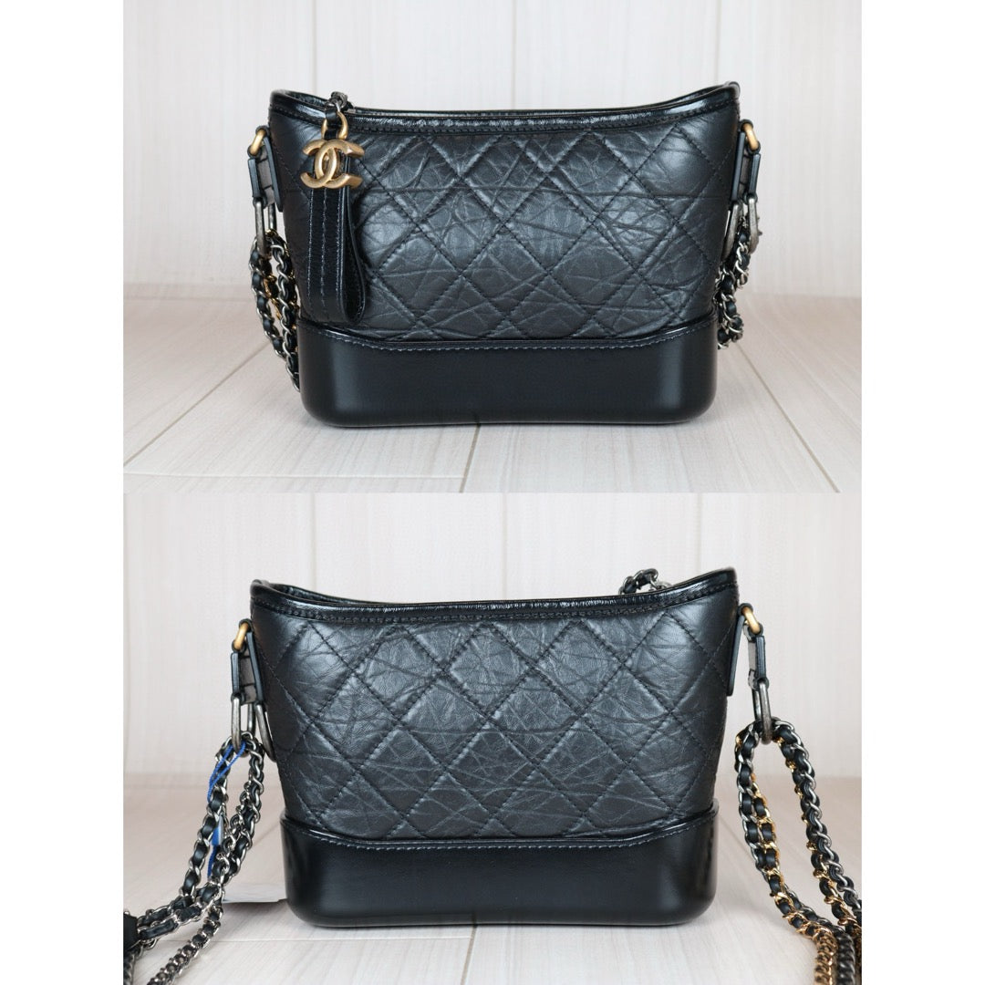 Rank SA｜Chanel PM Gabrielle Aged Calfskin Shoulder Bag Black Made in 2021-2022Year｜S24080901