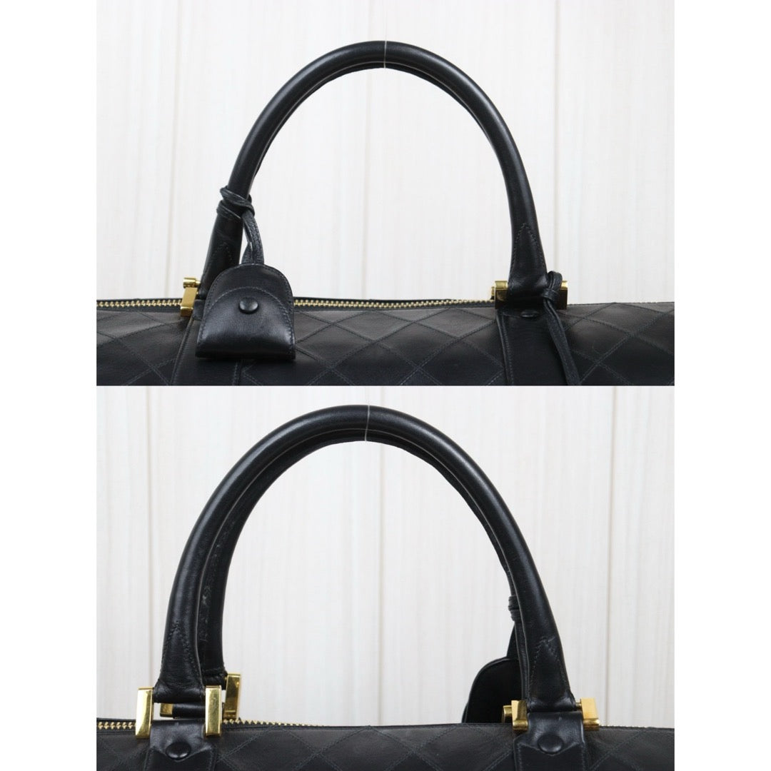 Good ( Rank AB)｜ CHANEL Calf Leather Vintage Boston Travel Bag 60 with Shoulderstrap Black Made In 1989- 1991Year｜S25110407