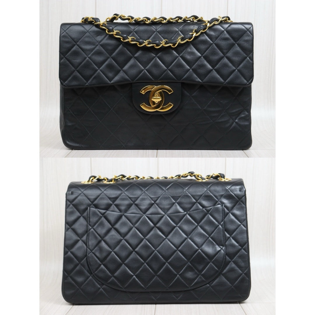 Include Entrupy Certificate of Authenticity｜Good ( Rank AB)｜ CHANEL Lamb Skin Matrasse Chain Single Flap34 Shoulder Bag Black Made in 1994-1996Year｜26060202