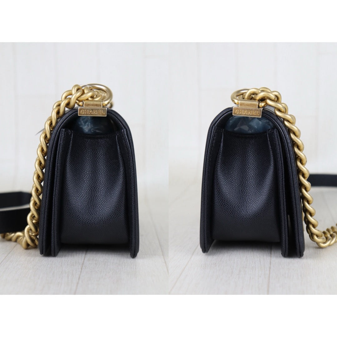 Include Entrupy Certificate of Authenticity｜Excellent（Rank SA）｜Full Set CHANEL Caviar Skin  LeBoy Chain Shoulder Bag Small Black   IC Chips Model ｜S26041403