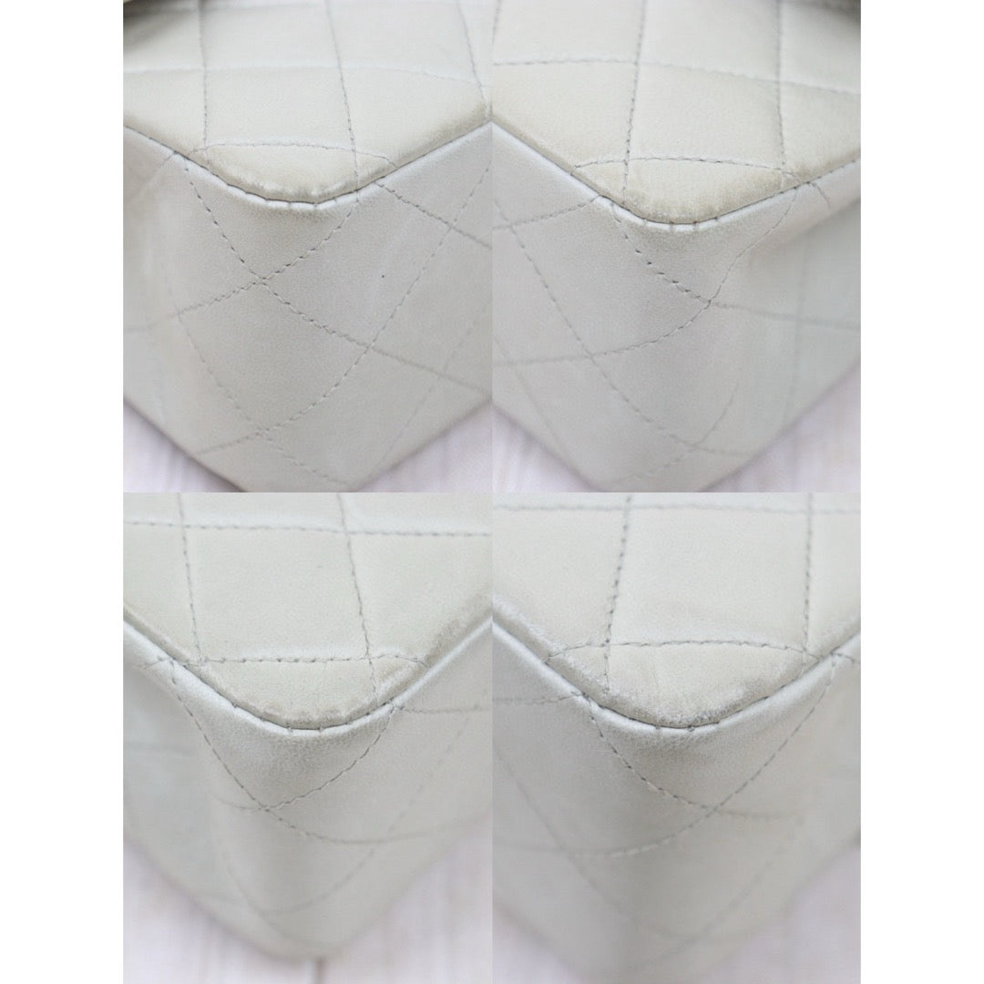 Good ( Rank AB)｜ CHANEL  Lamb Skin  Double Flap 25 Shoulder Bag Grey Made in 1997-1999 Year ｜P25012203