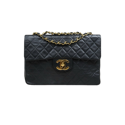 Include Entrupy Certificate of Authenticity｜Good ( Rank AB)｜ CHANEL Lamb Skin Matrasse Chain Single Flap34 Shoulder Bag Black Made in 1994-1996Year｜26060202