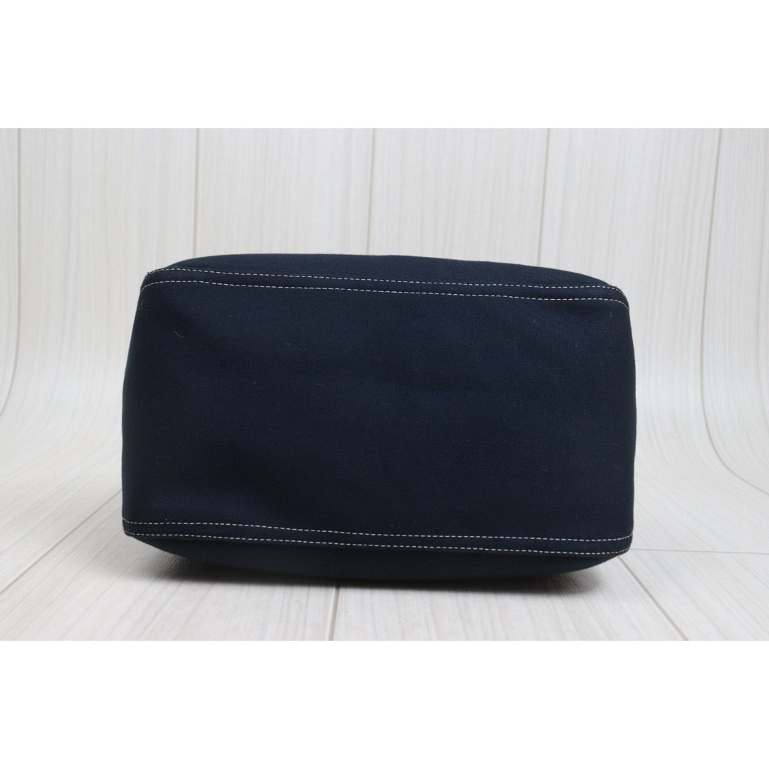 Include Entrupy Certificate of Authenticity｜Good ( Rank AB)｜ FENDI Mamma Baguette Canvas Enamel FF Buckle Shoulder Bag Navy Blue ｜26092403