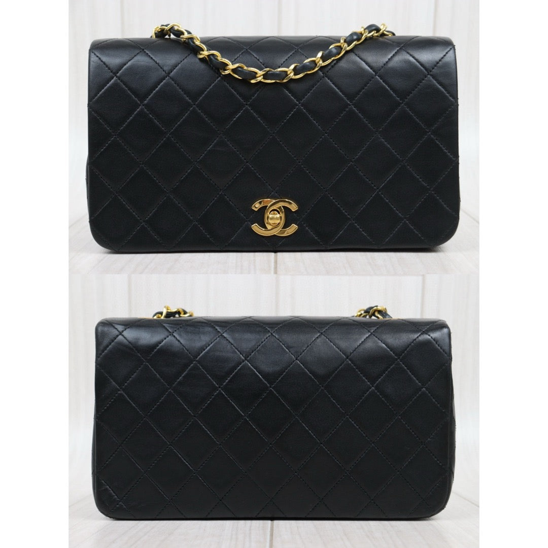 Good ( Rank AB)｜ CHANEL Matrasse Lamb Skin Chain Bag Black Made in 1989-1991 Year｜25020618