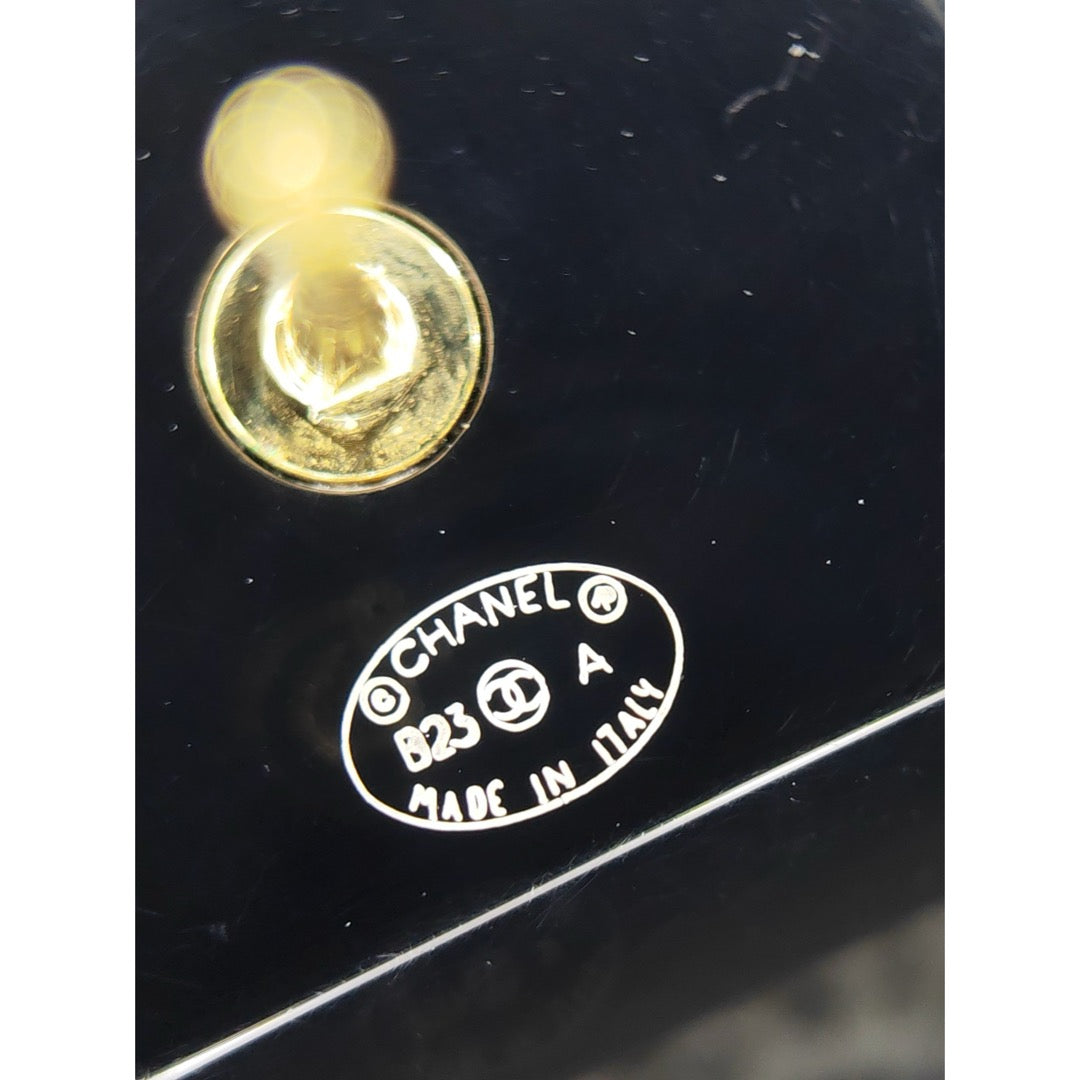 Include Authentic Detective Certificate of Authenticity｜Very Good ( Rank A) ｜CHANEL B23A COCO Mark  Black Acrylic Rhinestone Earrings Made In 2023Year｜S26050716
