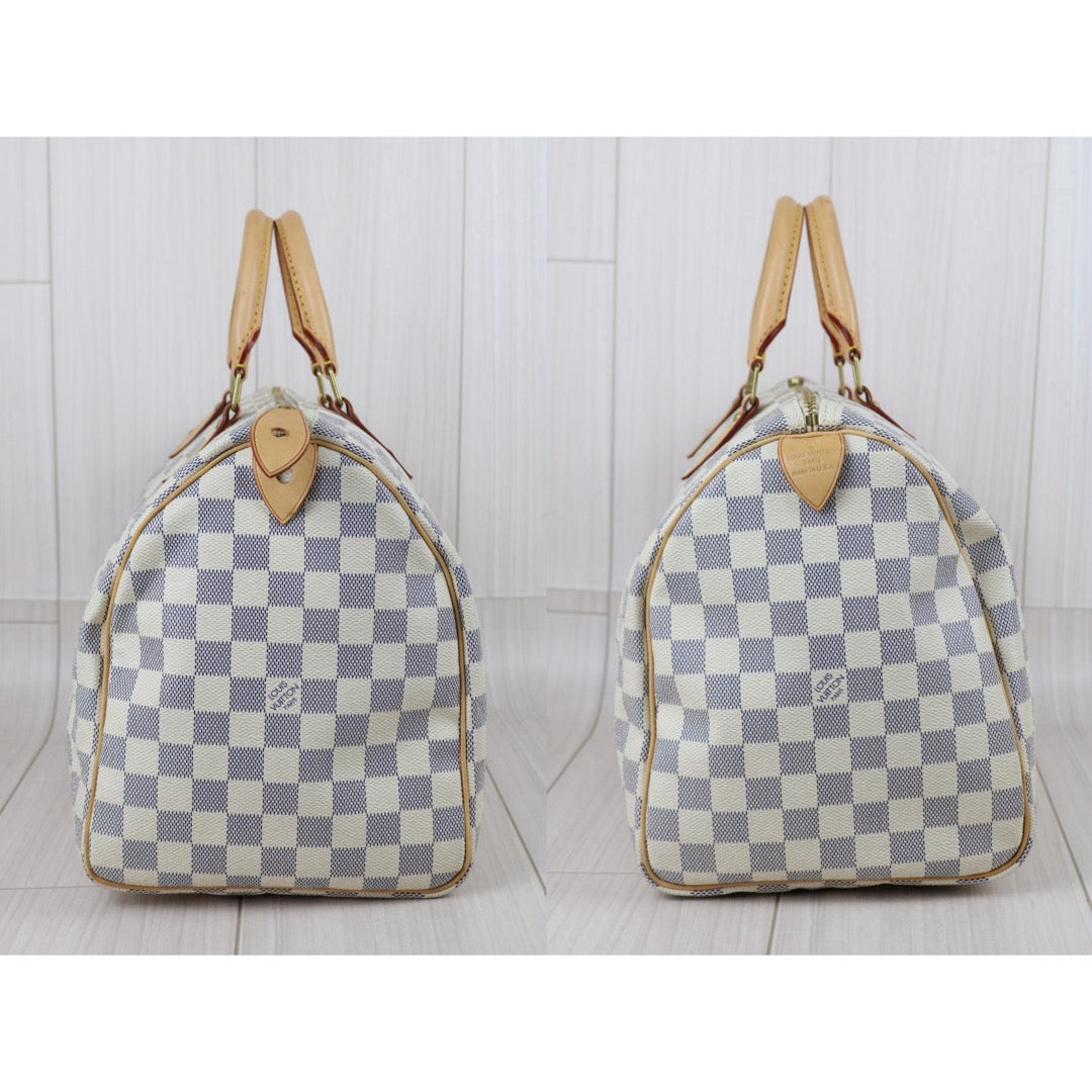 Include Entrupy Certificate of Authenticity｜Good ( Rank AB)｜ Louis Vuitton Azul Speedy 35 Hand Bag  ｜X26061802