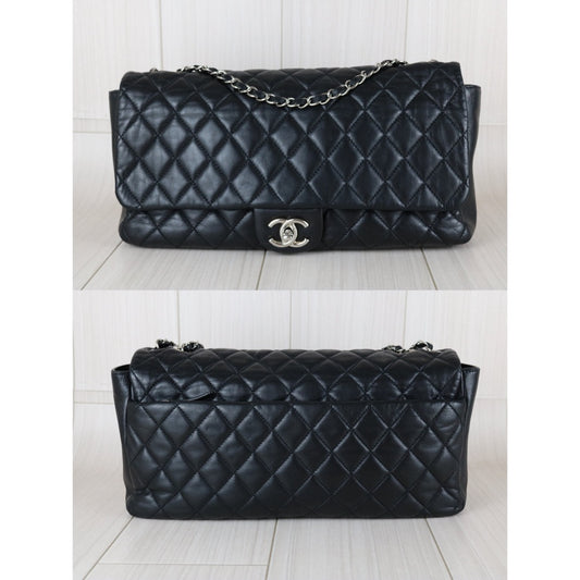 Include Entrupy Certificate of Authenticity｜Good ( Rank AB)｜ CHANEL Lamb Skin Matrasse Chain Single Flap Maxi Shoulder Bag Black Made in 2009-2010Year｜S26011603