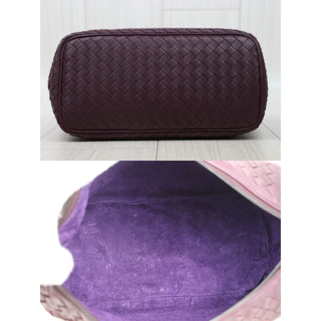Very Good ( Rank A)｜ Bottega Veneta Lamb Skin  Braid Shoulder Bag Claret｜25062620