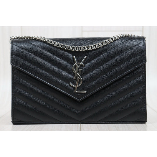 Very Good ( Rank A)｜  Saint Laurent YSL Caviar Skin Shoulder Bag Black MM｜S25101807