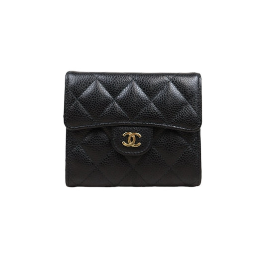 Very Good ( Rank A)｜Chanel Caviar Skin Black Wallet Made In 2021-2022Year ｜25090110