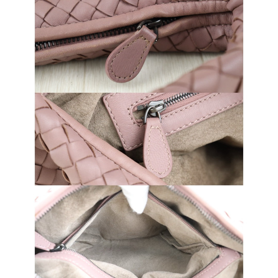 Include Entrupy Certificate of Authenticity｜Good ( Rank AB) Bottega Veneta Lamb Skin Braid Shoulder Bag Dark Purple Cameo｜S26041408