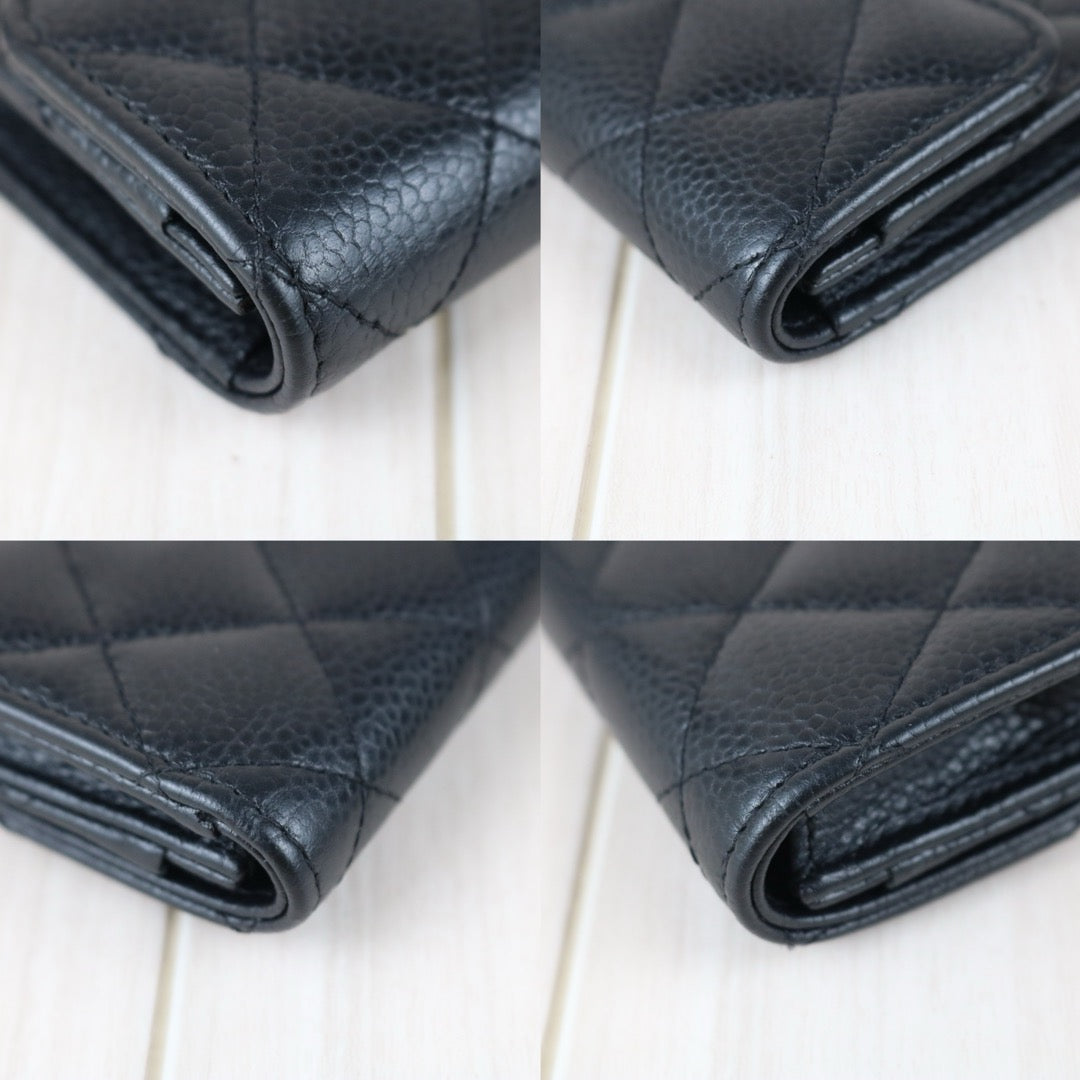 Include Entrupy Certificate of Authenticity｜Very Good ( Rank A)｜CHANEL Caviar Skin Black Card Holder Made In 2017Year｜S26060134