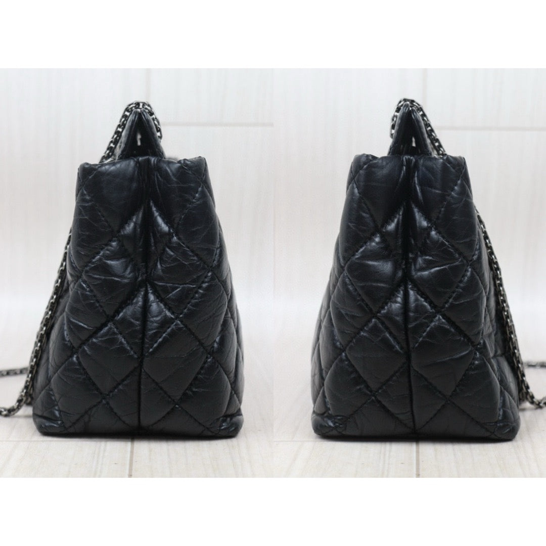 Very Good ( Rank A) ｜ CHANEL 2.55 Matelasse Small Black Chain Tote Bag Made in 2012-2013 Year｜S24101309