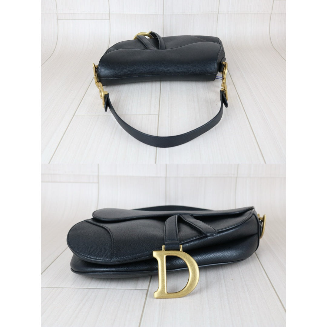 Very Good ( Rank A)｜Dior Trotter Saddle Shoulder Bag Medium Black Current Model｜S25090403
