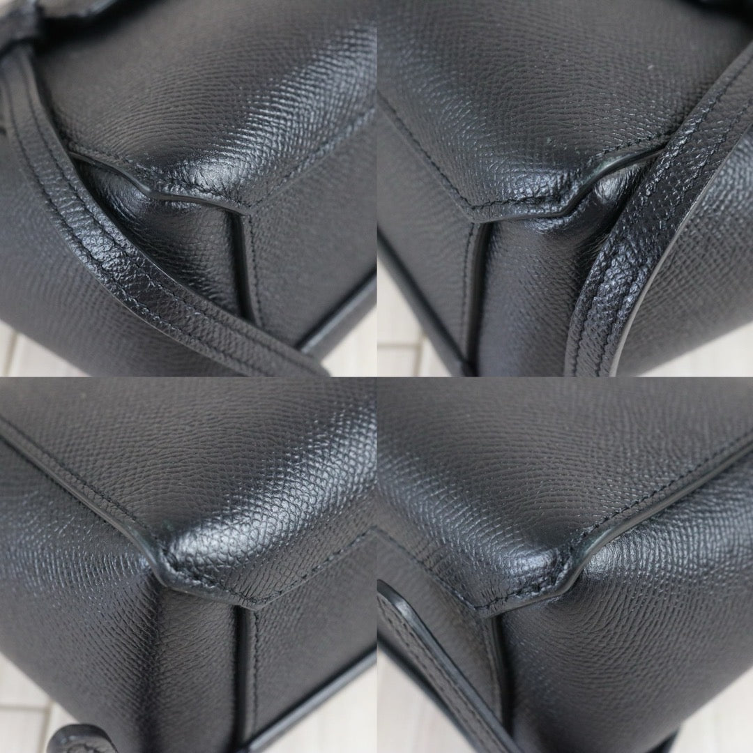 Include Entrupy Certificate of Authenticity｜Good ( Rank AB)｜CELINE Calf Leather  Belt Nano Handbag Shoulder Bag Black｜X26072549