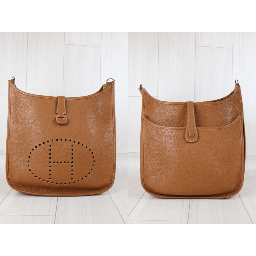 Include Entrupy Certificate of Authenticity｜Good ( Rank AB)｜ HERMES TC Leather Evelyne 33 Shoulder Bag Golden Brown □R Stamp Made In 2014Year｜W26040824