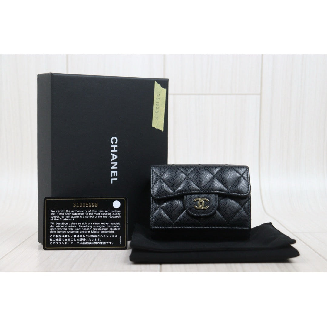 Good ( Rank AB)｜Chanel Caviar Skin Black Wallet Made In 2021-2022Year ｜25122510