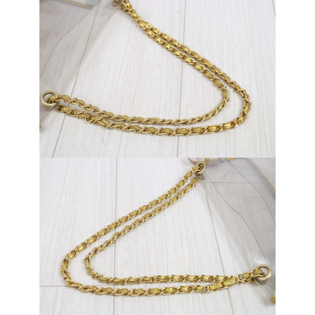 Include Entrupy Certificate of Authenticity｜Good ( Rank AB)｜ CHANEL Gold-trimmed Clear Shoulderbag Made In 2006～2008Year｜S26063001