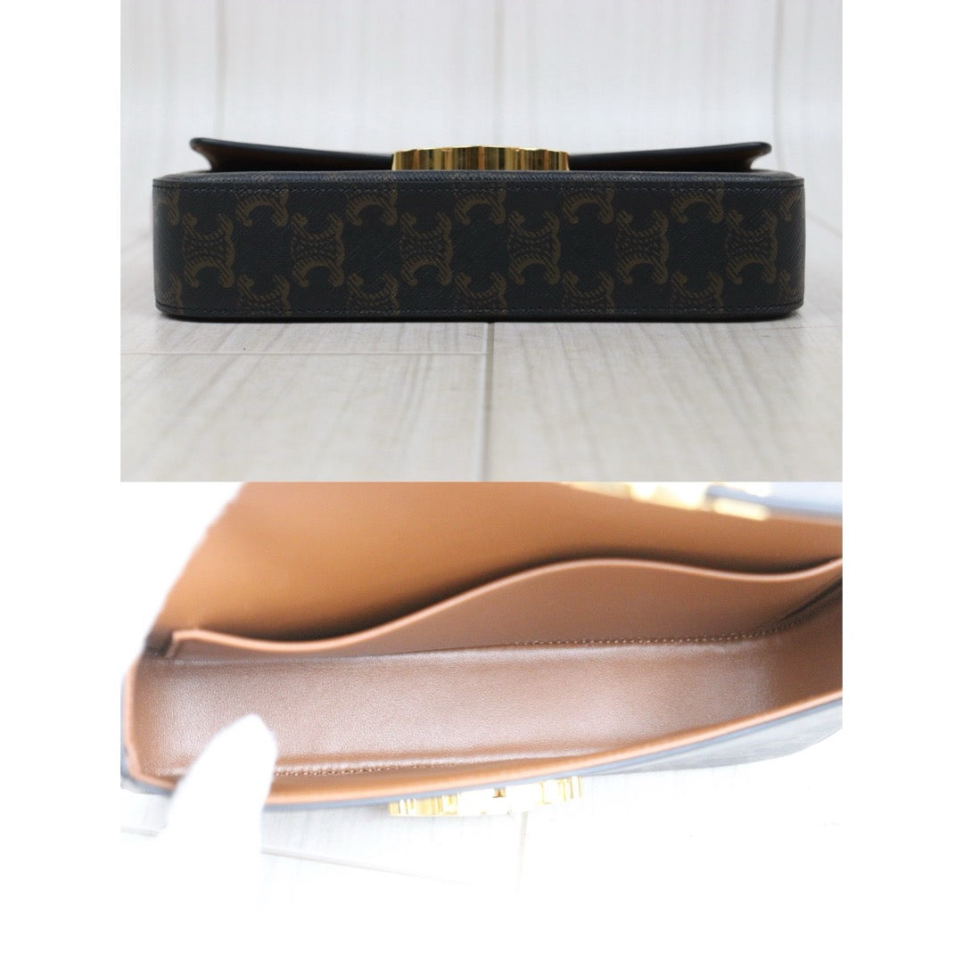 Very Good ( Rank A)｜ CELINE Macadam Triomphe Shoulder Bag  Golden Hardware｜S25110416