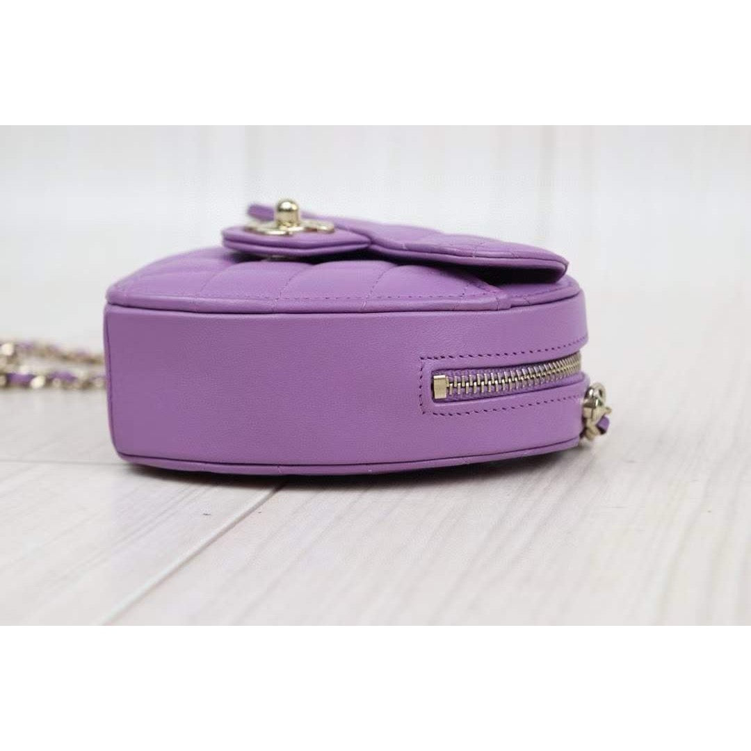 For Mei Decor only CHANEL Matlasse Heart Purple  Shoulder Bag  ｜V24031230