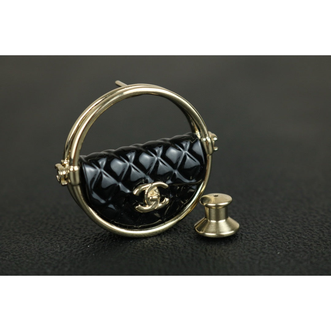 Excellent（Rank SA）｜ CHANEL  Coco Mark Flip Bag Ring  Brooch Black｜F25021114
