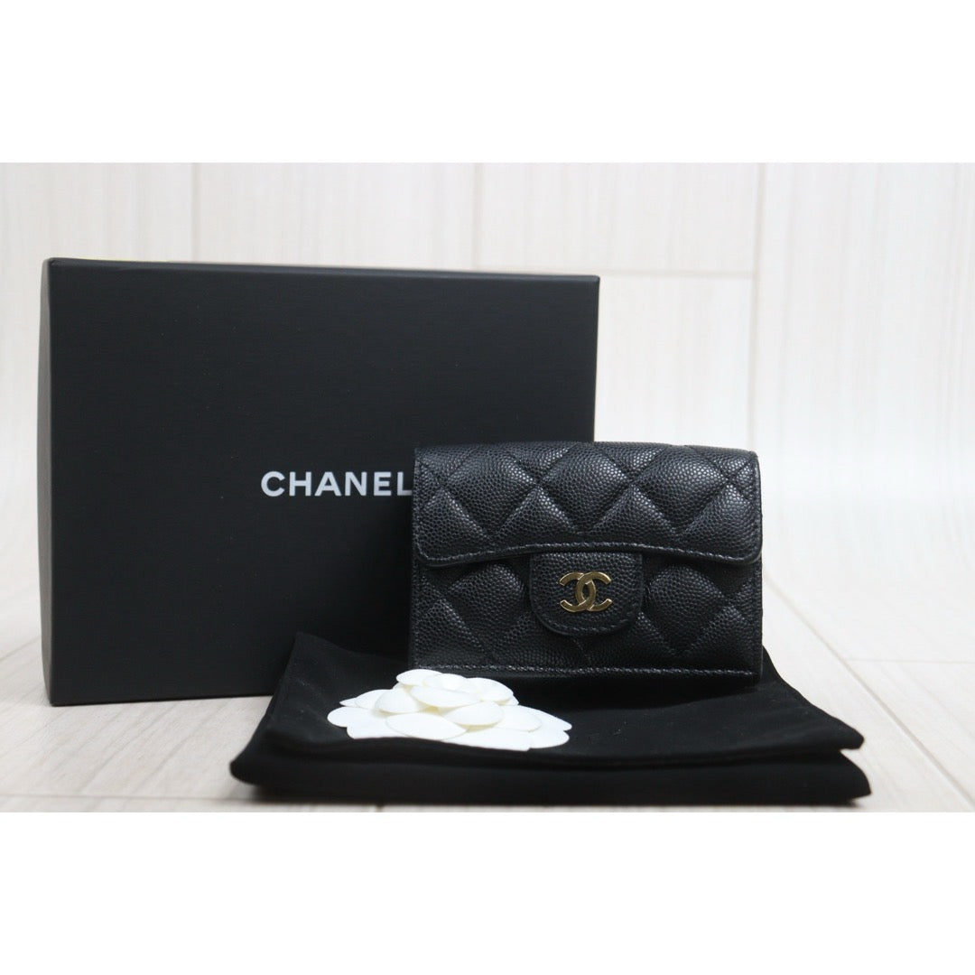 Include Entrupy Certificate of Authenticity｜Very Good ( Rank A)｜ Chanel Caviar Skin Black Wallet IC Chips Model ｜26082004