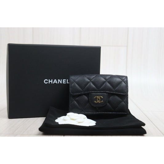 Include Entrupy Certificate of Authenticity｜Very Good ( Rank A)｜ Chanel Caviar Skin Black Wallet IC Chips Model ｜26082004