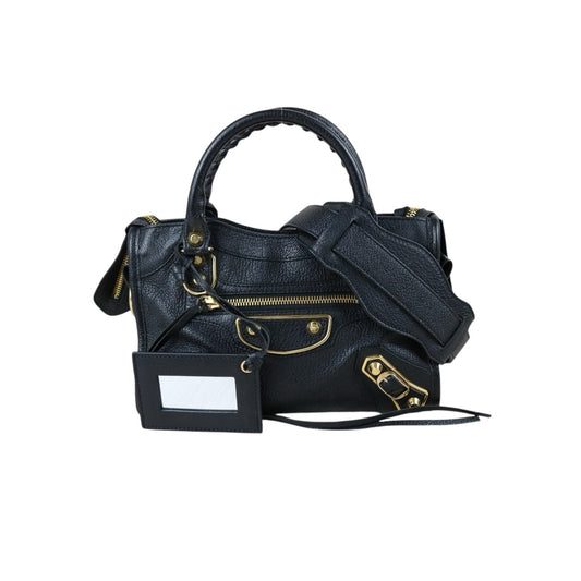 Include Entrupy Certificate of Authenticity｜Very Good ( Rank A)｜Balenciaga Goatskin  Edge Classic City  Black HandBag Shoulder Bag ｜S26041305