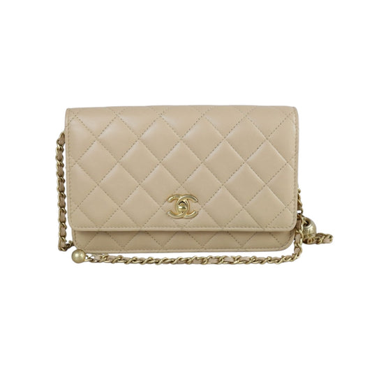Include Entrupy Certificate of Authenticity｜Very Good ( Rank A)｜CHANEL Calfskin WOC Chain Bag Beige IC Chips Model｜S26060109
