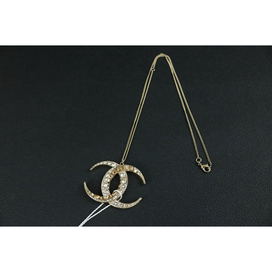 Include Authentic Detective Certificate of Authenticity｜Very Good ( Rank A) ｜CHANEL B15C COCO Mark Rhinestone Golden Necklace  Made In 2015Year｜S26050709
