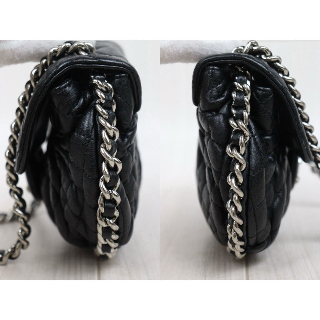 Very Good ( Rank AB)｜ CHANEL Calf Leather Chain Around Cloud Bag Shoulder Bag Black PM Made In 2012-2013Year｜L25111601