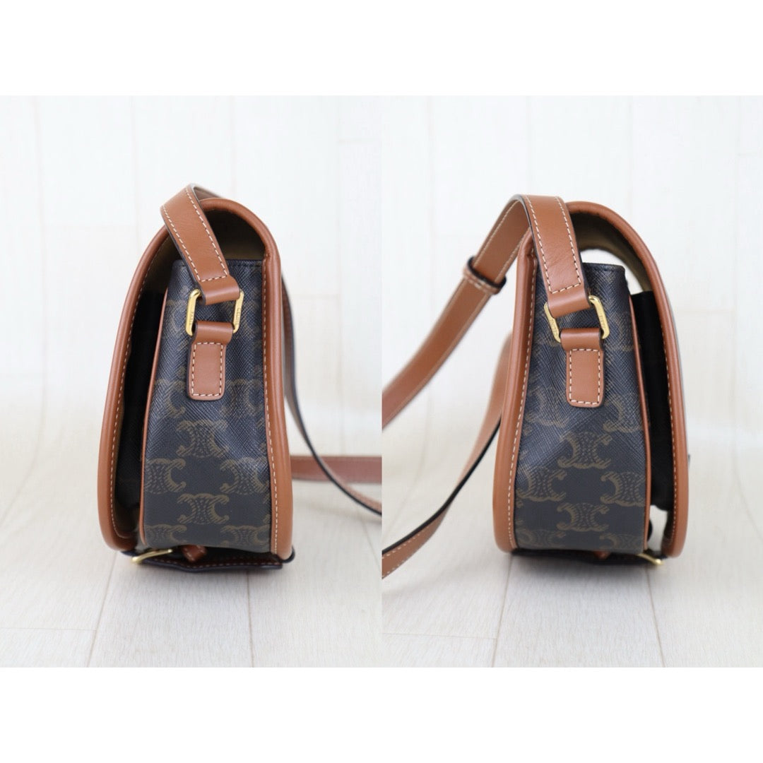 Very Good ( Rank A) ｜ CELINE Macadam Triomphe Cross Body Shoulder Bag Current Model｜S25110313