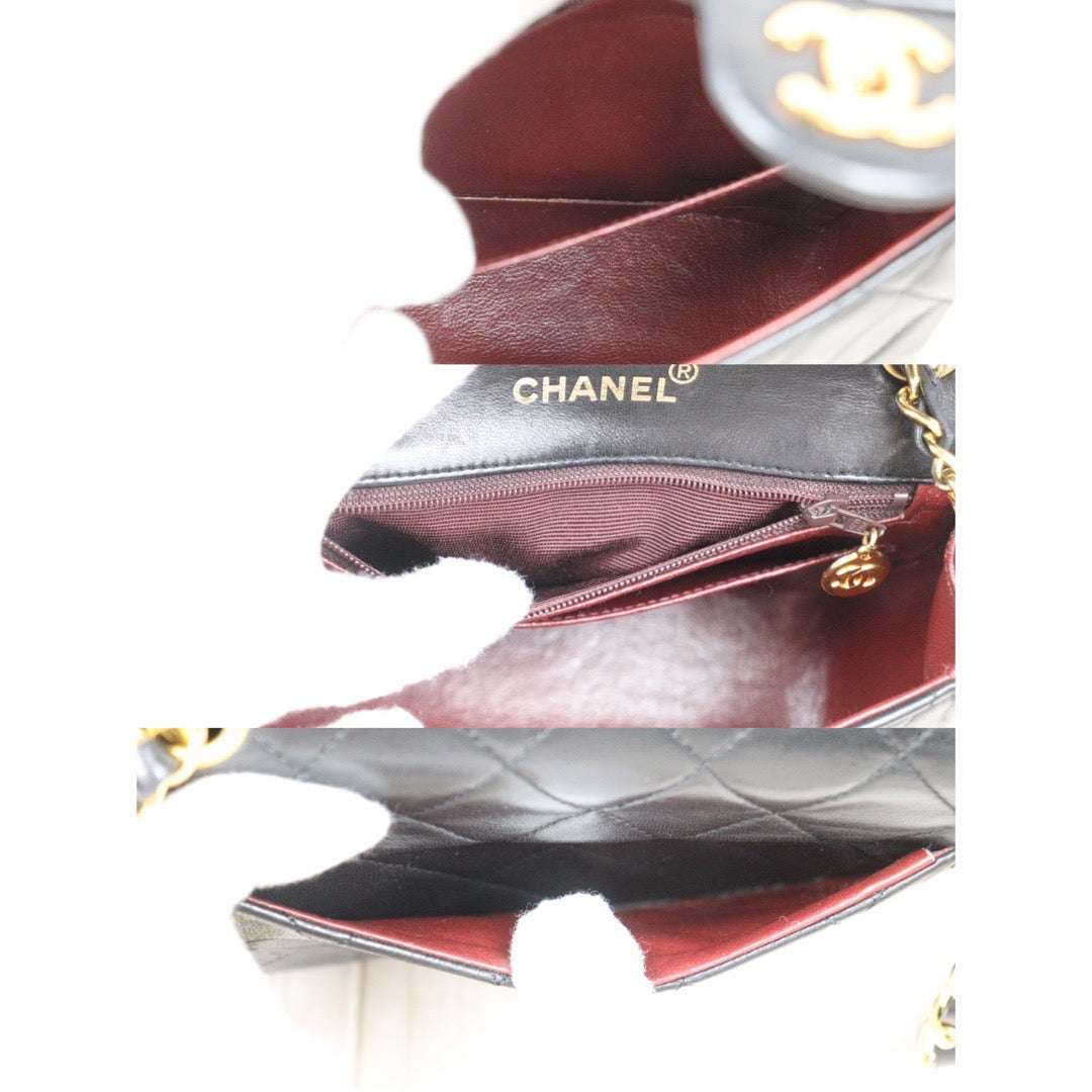 Rank A｜ CHANEL Black Lanbskin Square 17 Shoulder Bag Made In 1989～1991Year ｜24060321