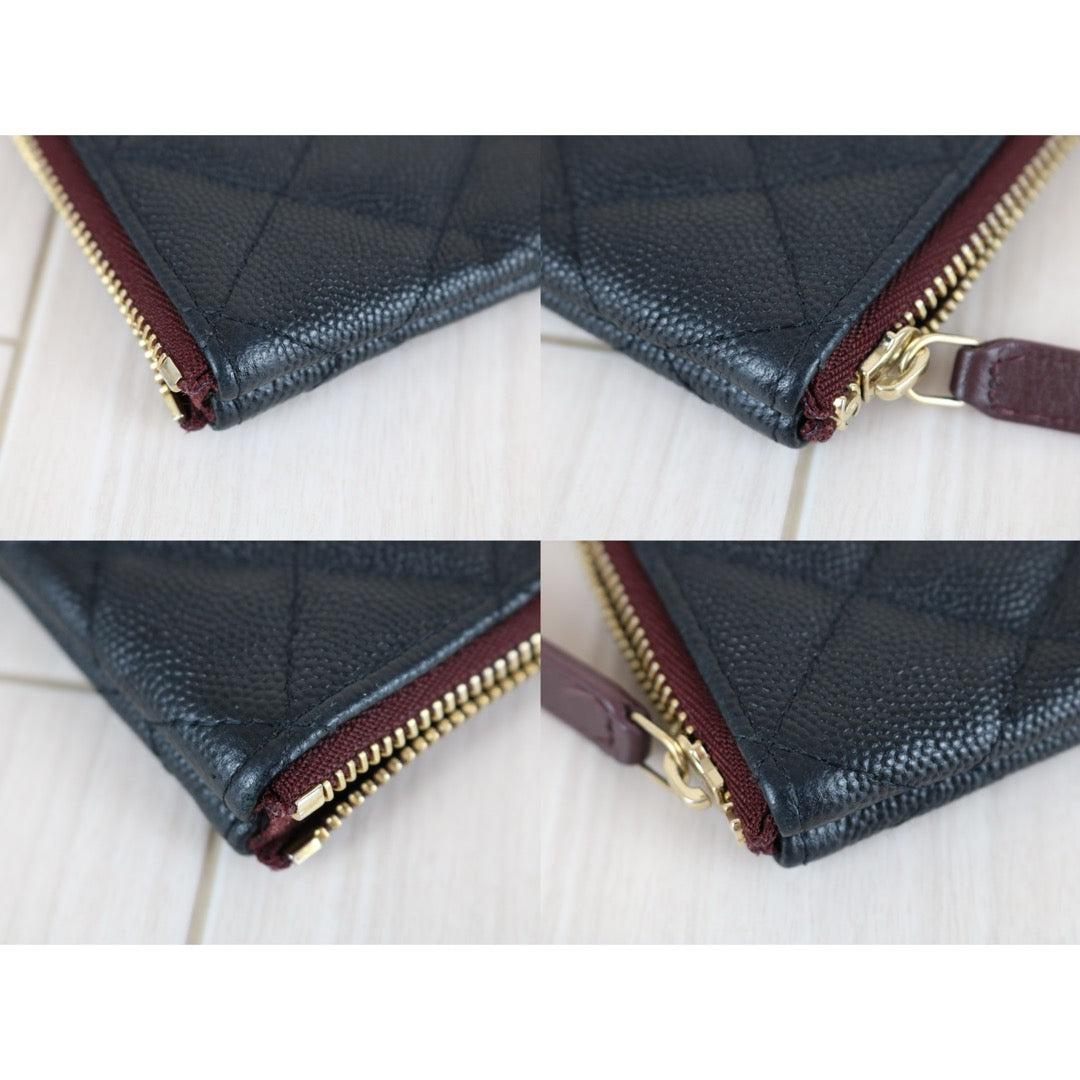 Good ( Rank AB)｜CHANEL Caviar Skin Calf Leather Card Holder Black ｜X25082404