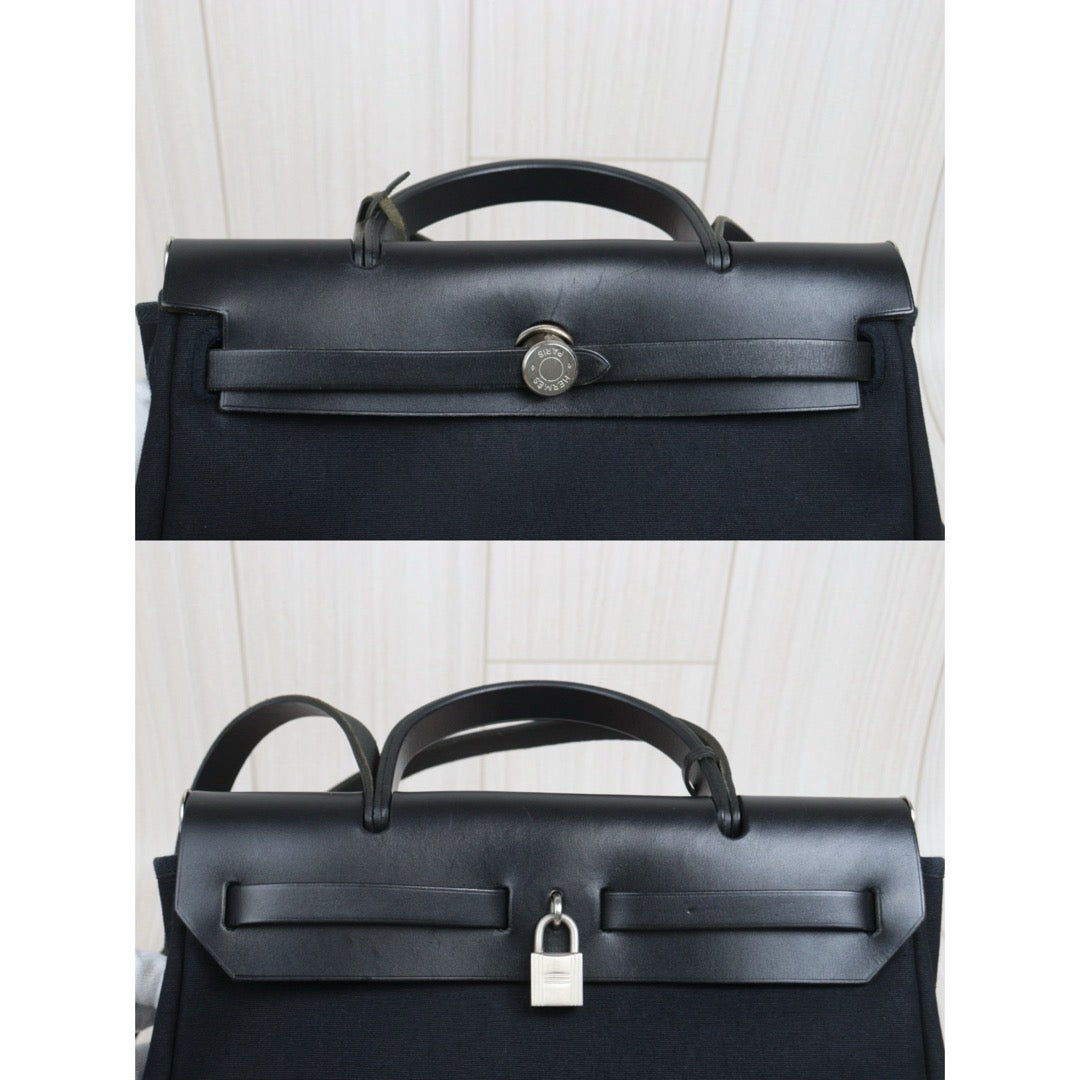 Include Entrupy Certificate of Authenticity｜Good ( Rank AB)｜ HERMES Herbag PM Hang Bag □D Stamp  ｜26082807