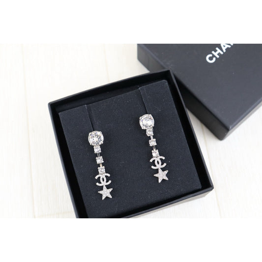 Very Good ( Rank A)｜ CHANEL Coco Mark Rhinestone star  Earrings Silver｜H25011108