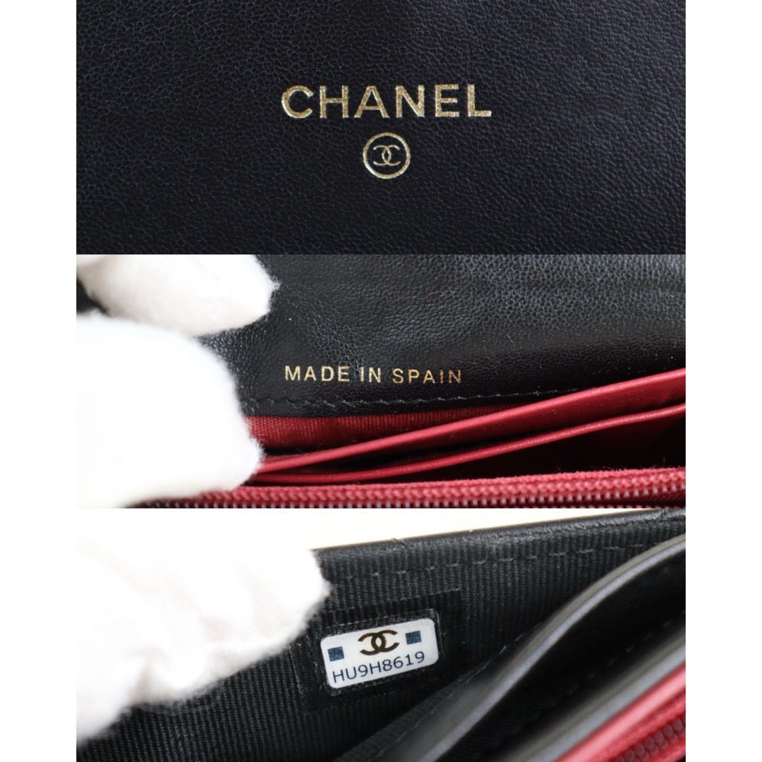 Include Entrupy Certificate of Authenticity｜Very Good ( Rank A)｜CHANEL 19bag Lambskin Black Long Wallet IC Chips Model｜S26071801