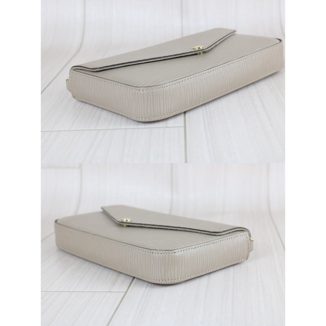Include Entrupy Certificate of Authenticity｜Very Good ( Rank A)｜ Louis Vuitton Epi  Pochette Felicie Shoulder Bag Grey ｜X26051708