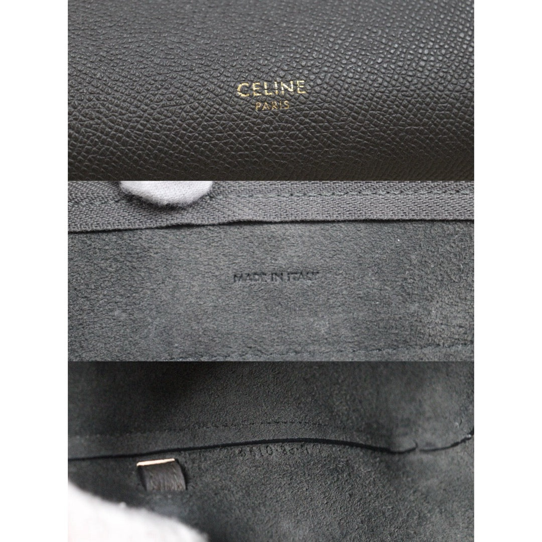 Good ( Rank AB)｜CELINE Calf Leather  Belt Nano Handbag Shoulder Bag Etoupe Grey｜S26030904