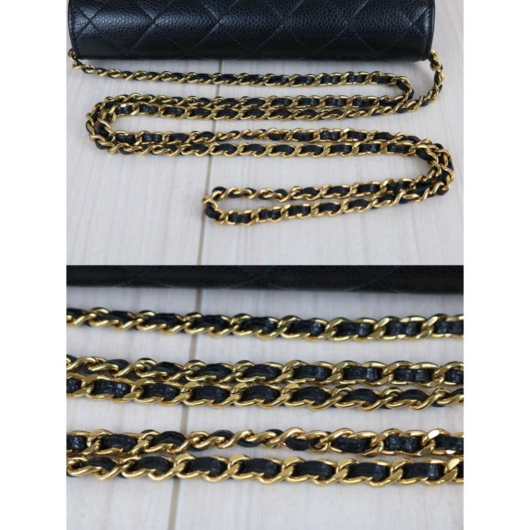 Include Entrupy Certificate of Authenticity｜Very Good ( Rank A)｜CHANEL Caviar Skin WOC 19 Chain Bag Black IC Chips Model｜S26072901