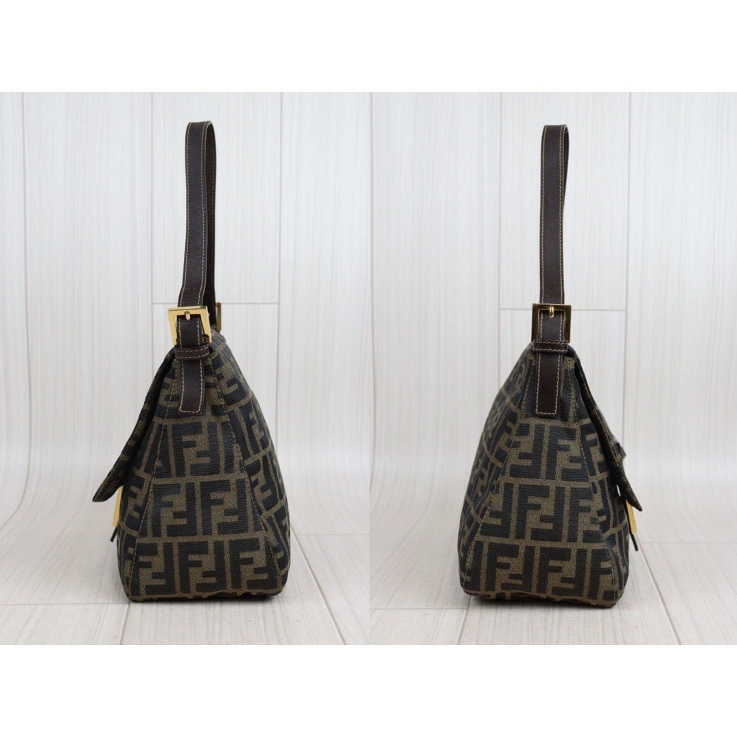 Rank A｜ FENDI Zucca Mamma Baguette Shoulder Bag Gold Hardware｜23112107