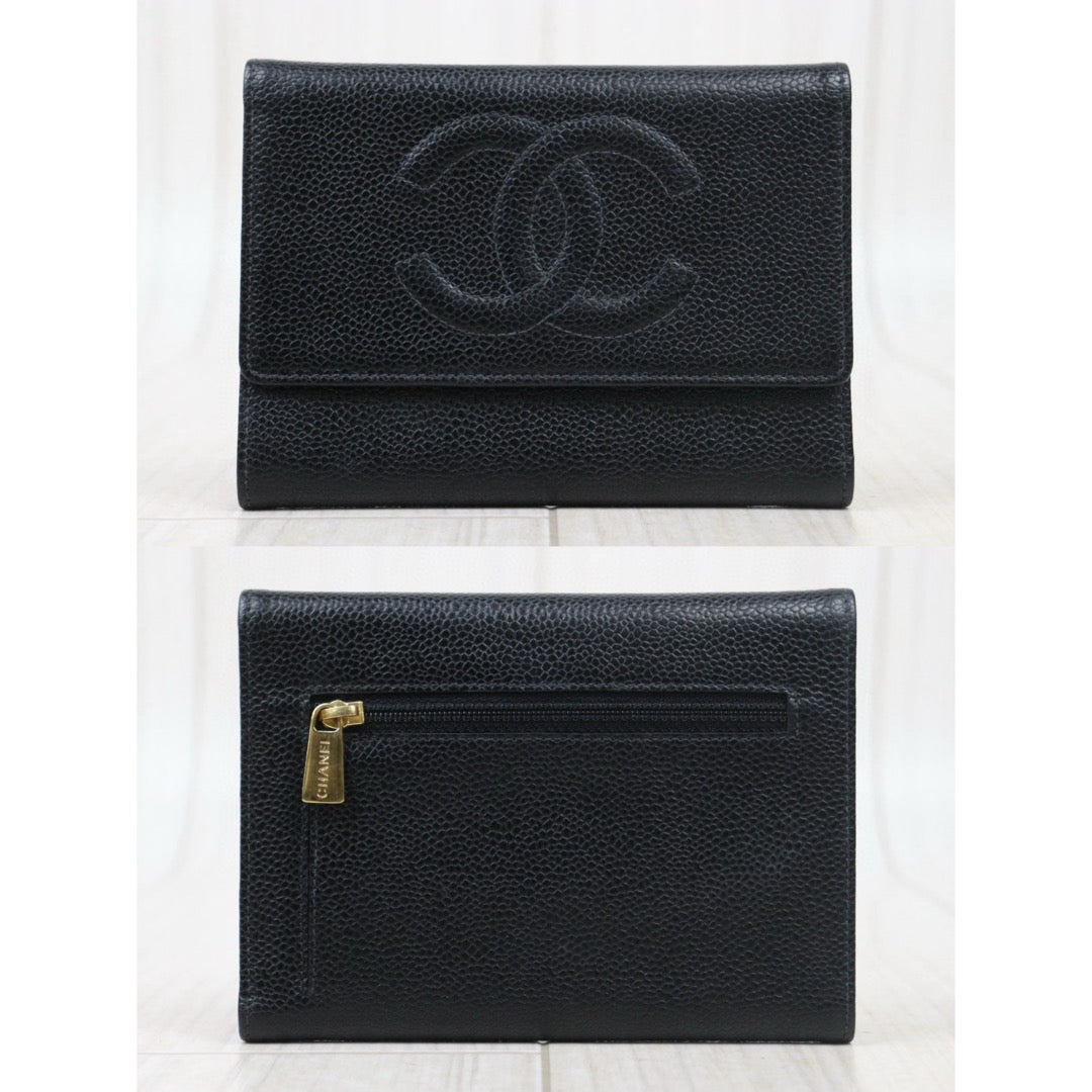 Very Good ( Rank A)｜CHANEL Caviar Skin Black  Wallet Made In 2004-2005 Year｜V24102420