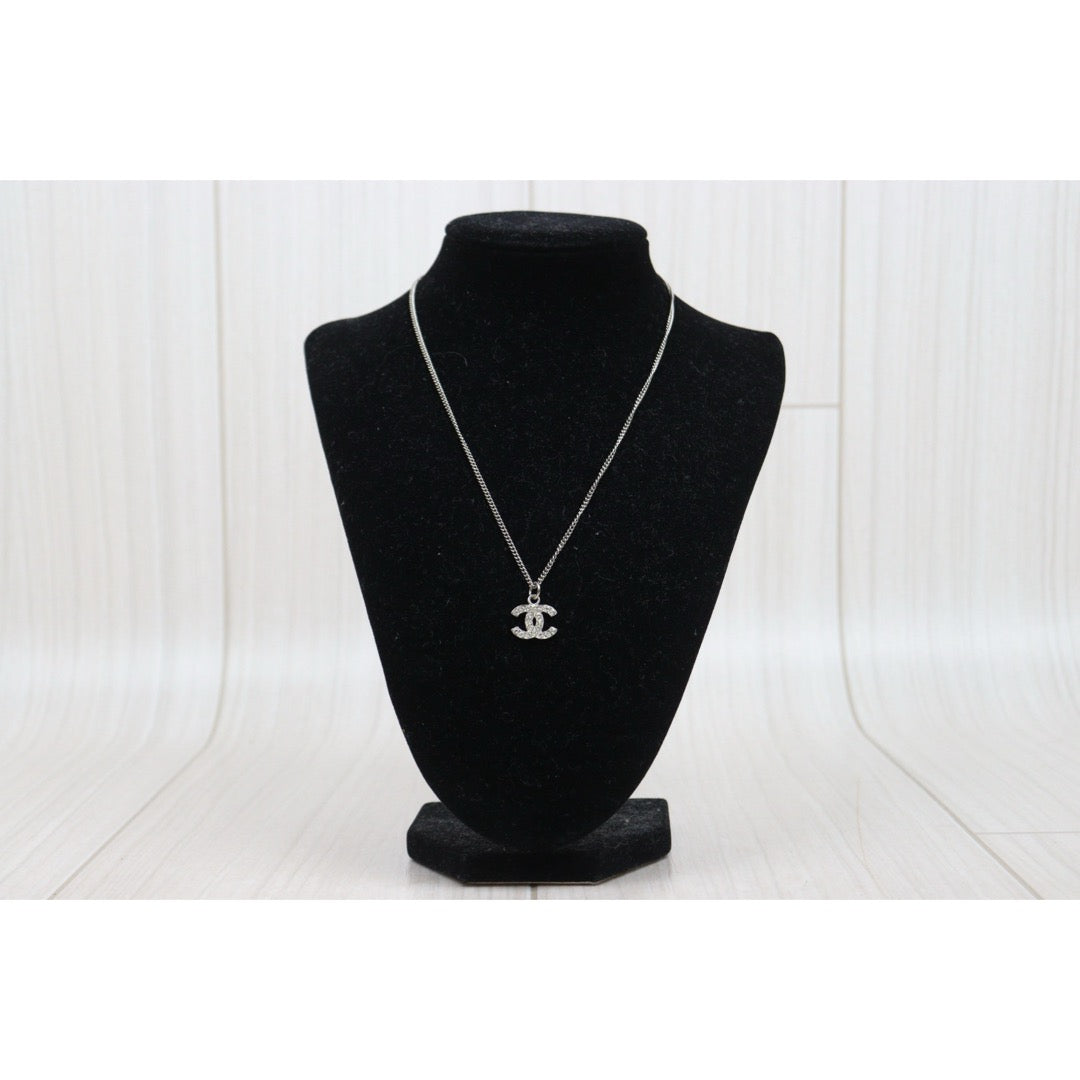 Very Good ( Rank A)｜CHANEL COCO Mark Rhinestone Necklace Silver｜V25073110